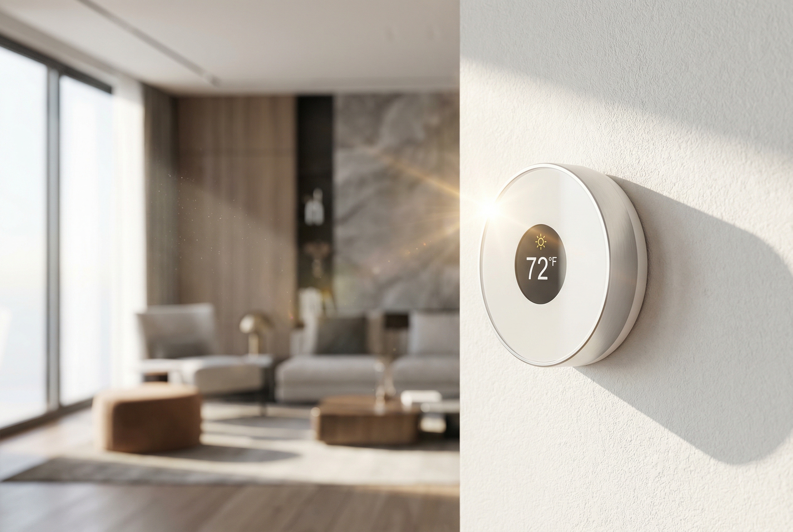 Close-up of a smart home light sensor mounted near a window, illustrating the importance of clean glass for automated home systems.