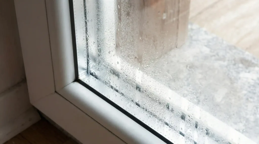 Moisture trapped between window panes after insulated glass seal failure