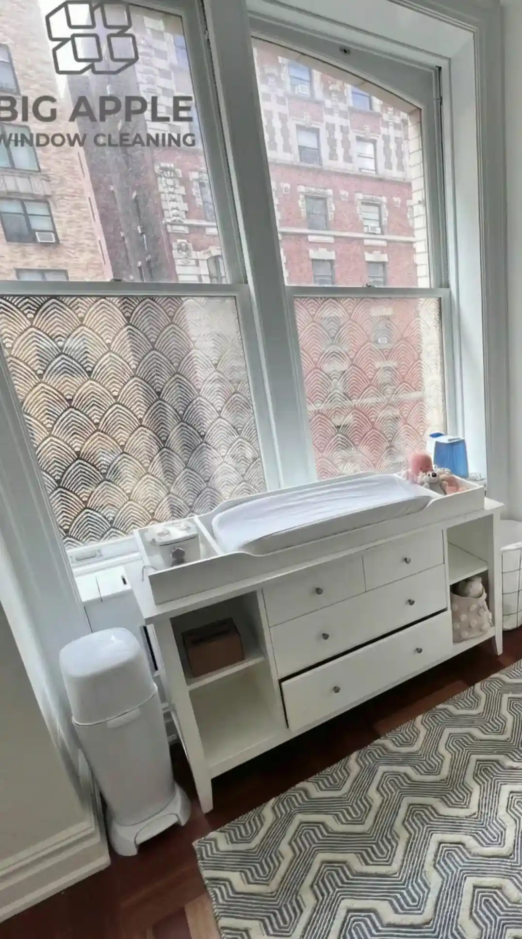 Decorative Window Film installation in NYC by Big Apple Window cleaning company