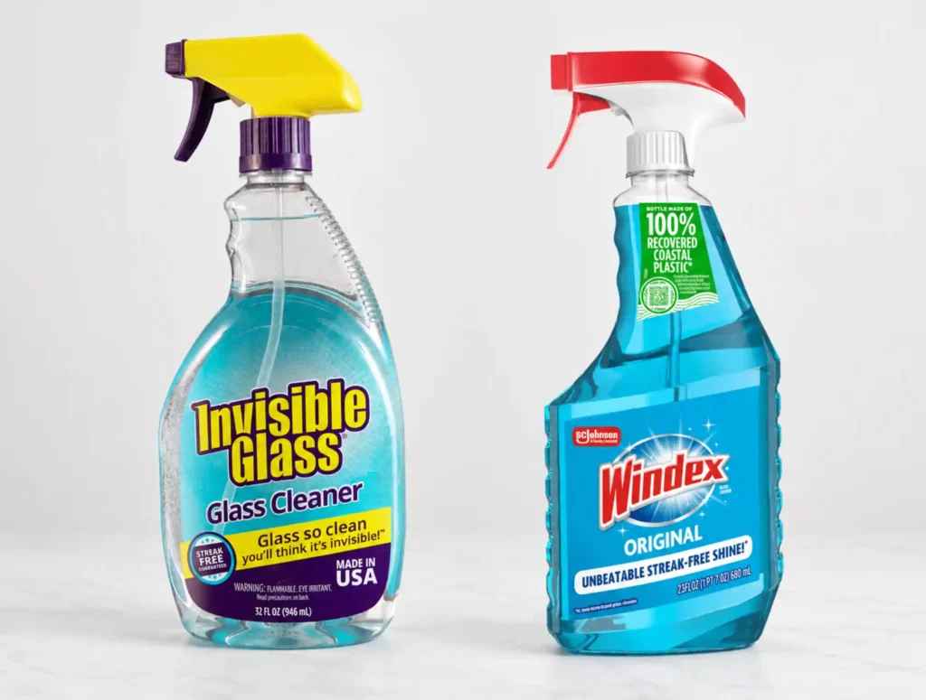Invisible Glass and Windex Original compared as everyday window cleaner products